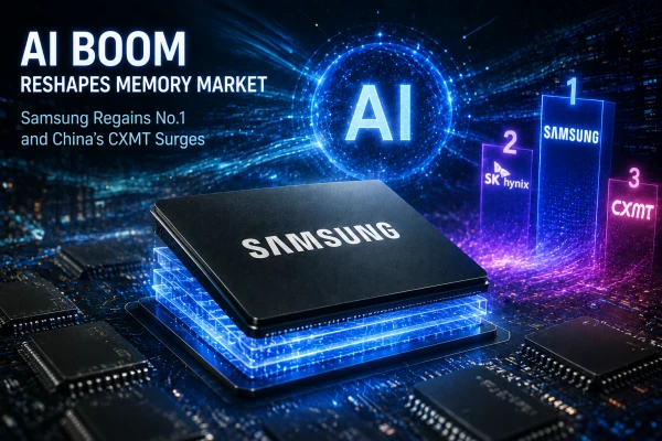 AI Boom Reshapes Memory Market as Samsung Regains No. 1 and China’s CXMT Surges