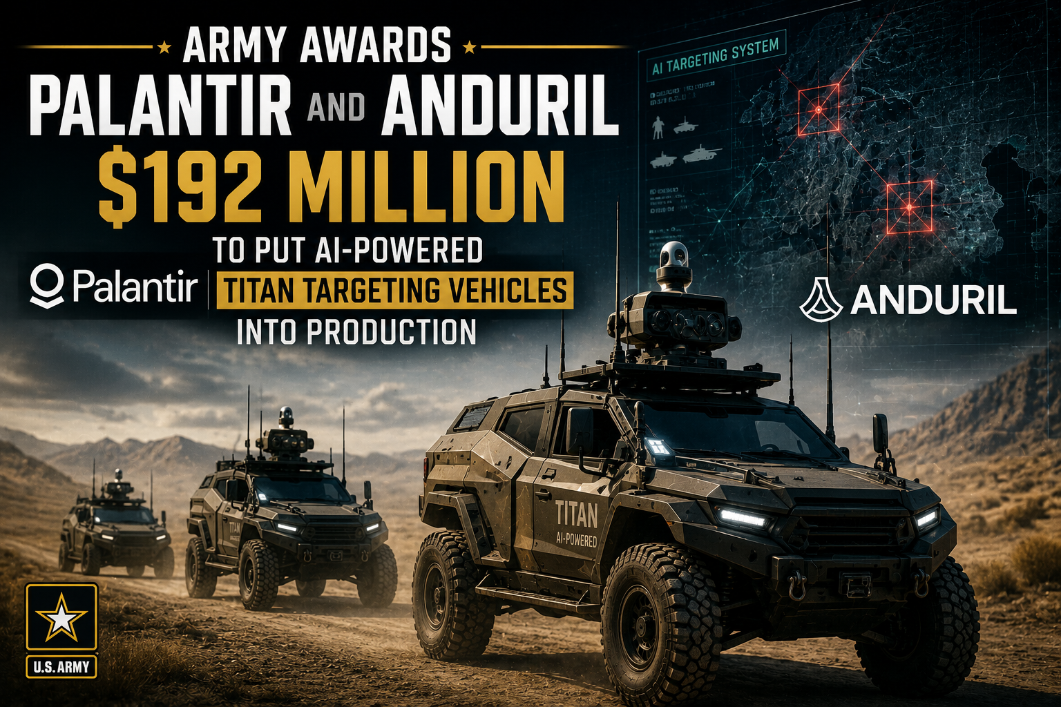 Army Awards Palantir and Anduril $192 Million to Put AI-Powered TITAN Targeting Vehicles Into Production
